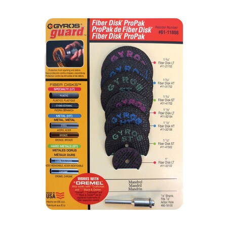 Gyros Gyros Tools GYROSGuard 1 1/2 in. X 4 in. L Fiberglass Round Rotary Accessory Kit 8 pk 61-11808